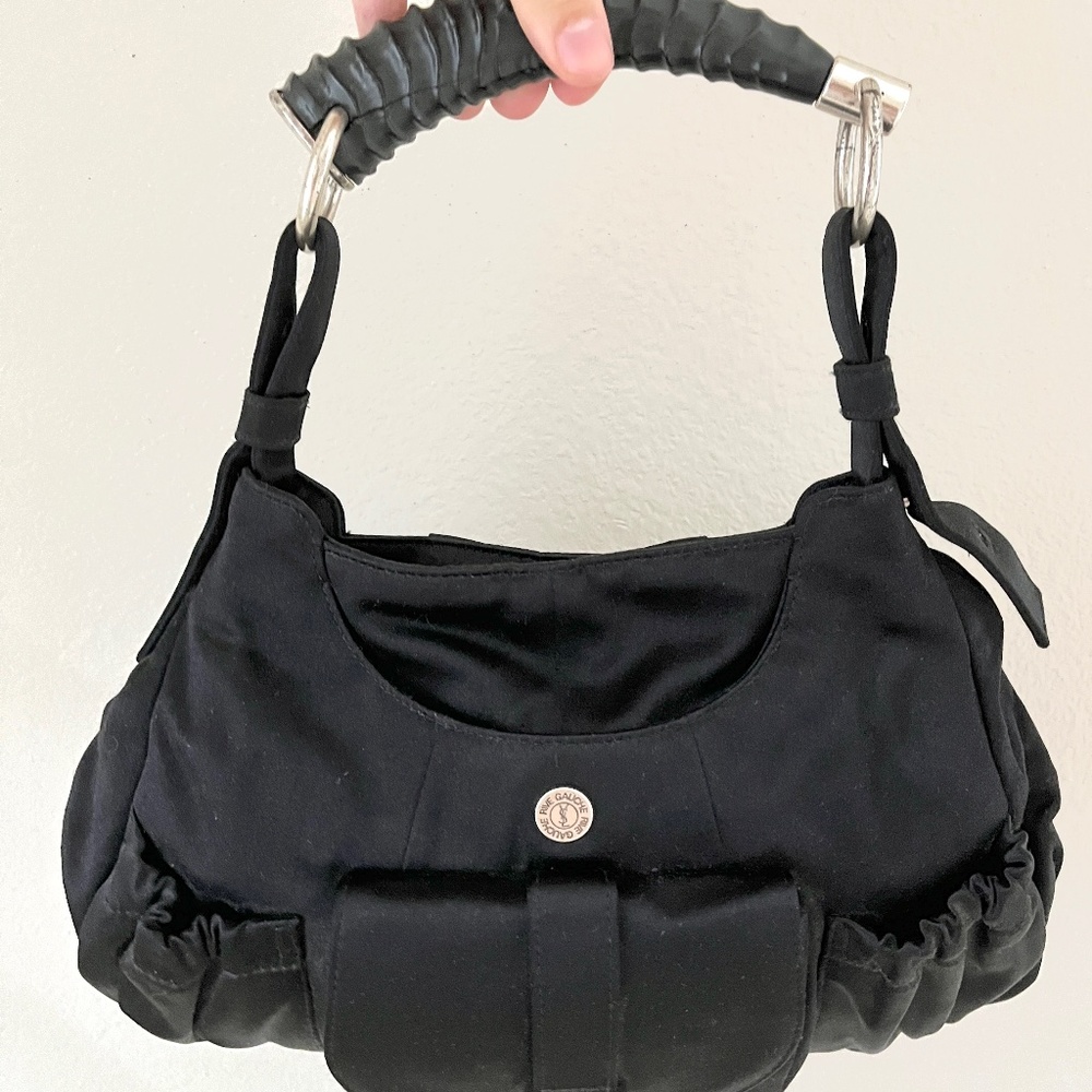Yves Saint Laurent Black Silk Buckle Handbag